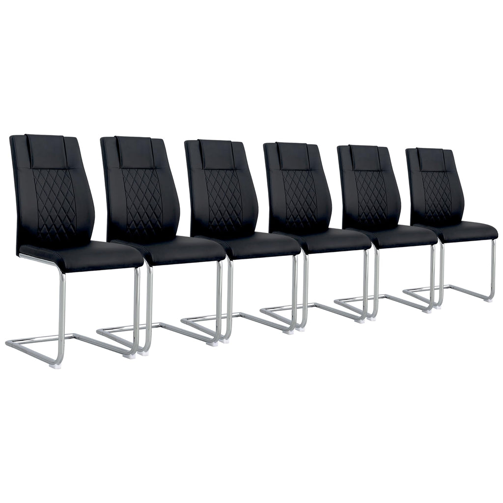 Black Faux Leather Dining Chairs Set 6 R402