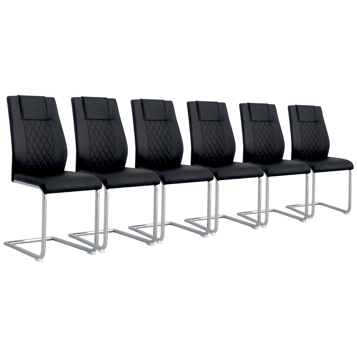 Black Faux Leather Dining Chairs Set 6 R402
