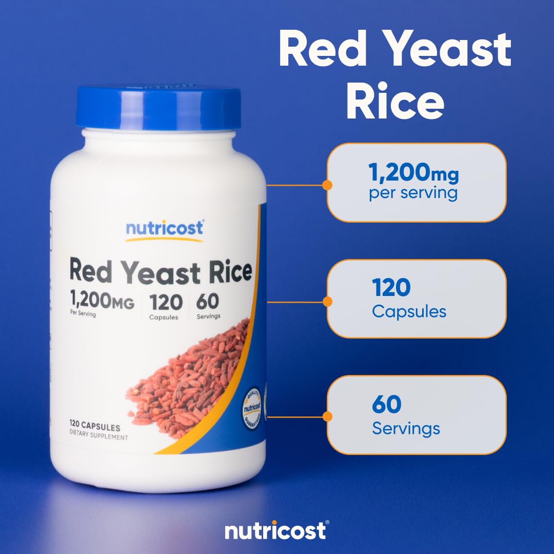 Red Yeast Rice 1200mg 120 Capsules Gluten Free P18870