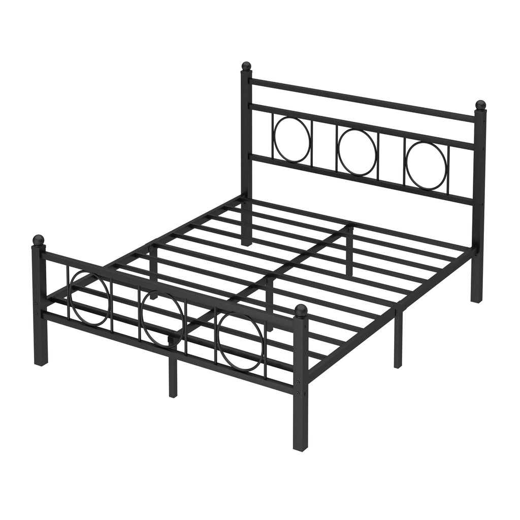Black Full Bed Frame with Headboard H899