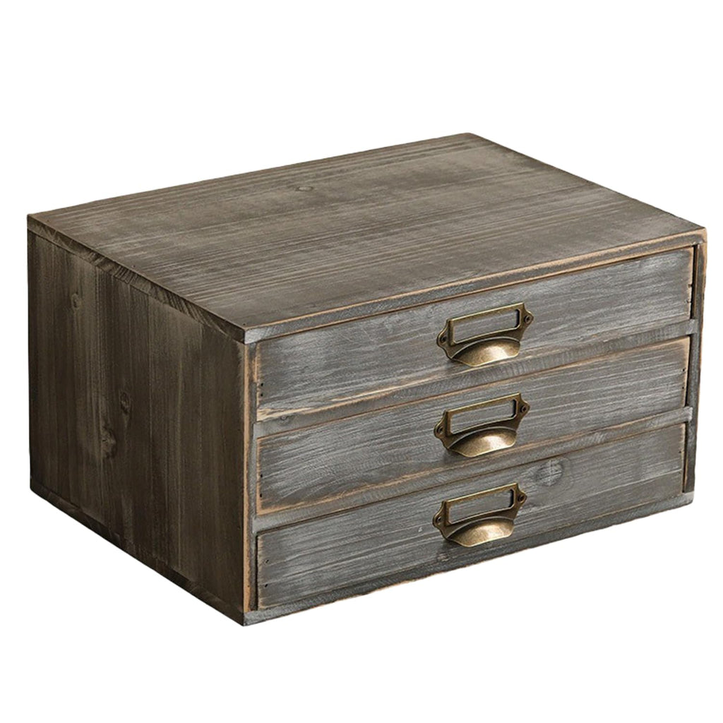 Solid Wood Grey 3 Drawer Desktop Organizer C992