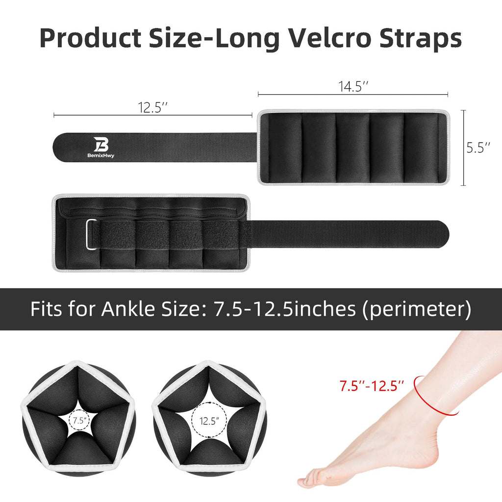 Adjustable Ankle Weights Set 1 Pair 2-10 lbs Q8427