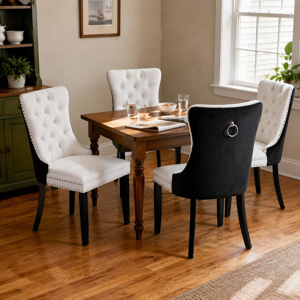 White Black PU Dining Chairs Set of 6 O4024