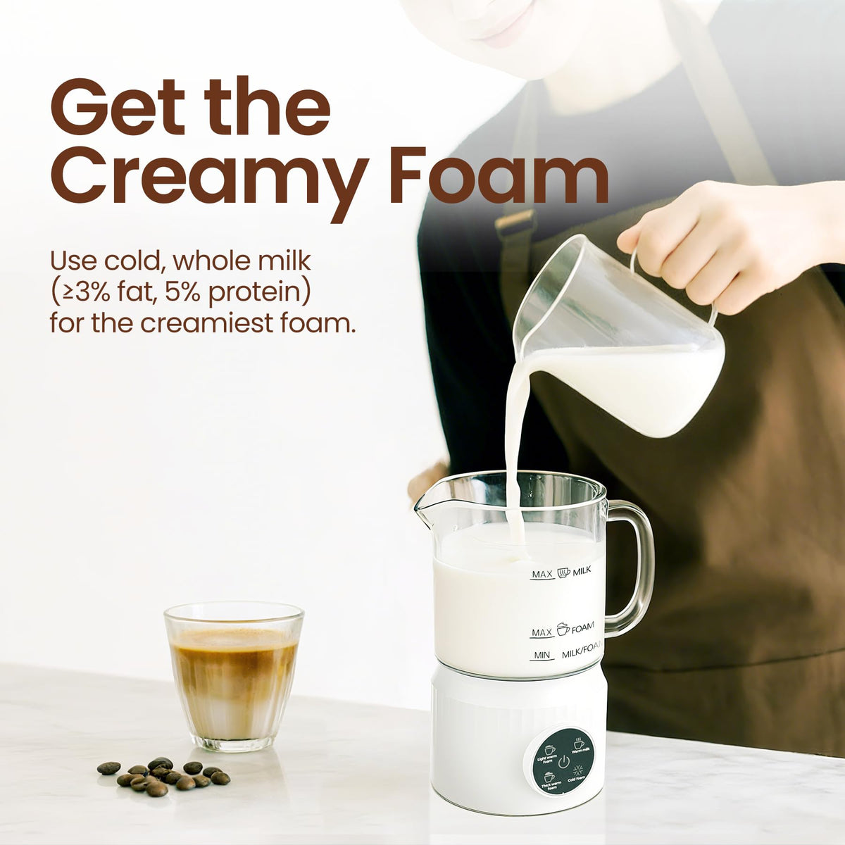 4-in-1 Electric Milk Frother and Steamer 13.52oz M689