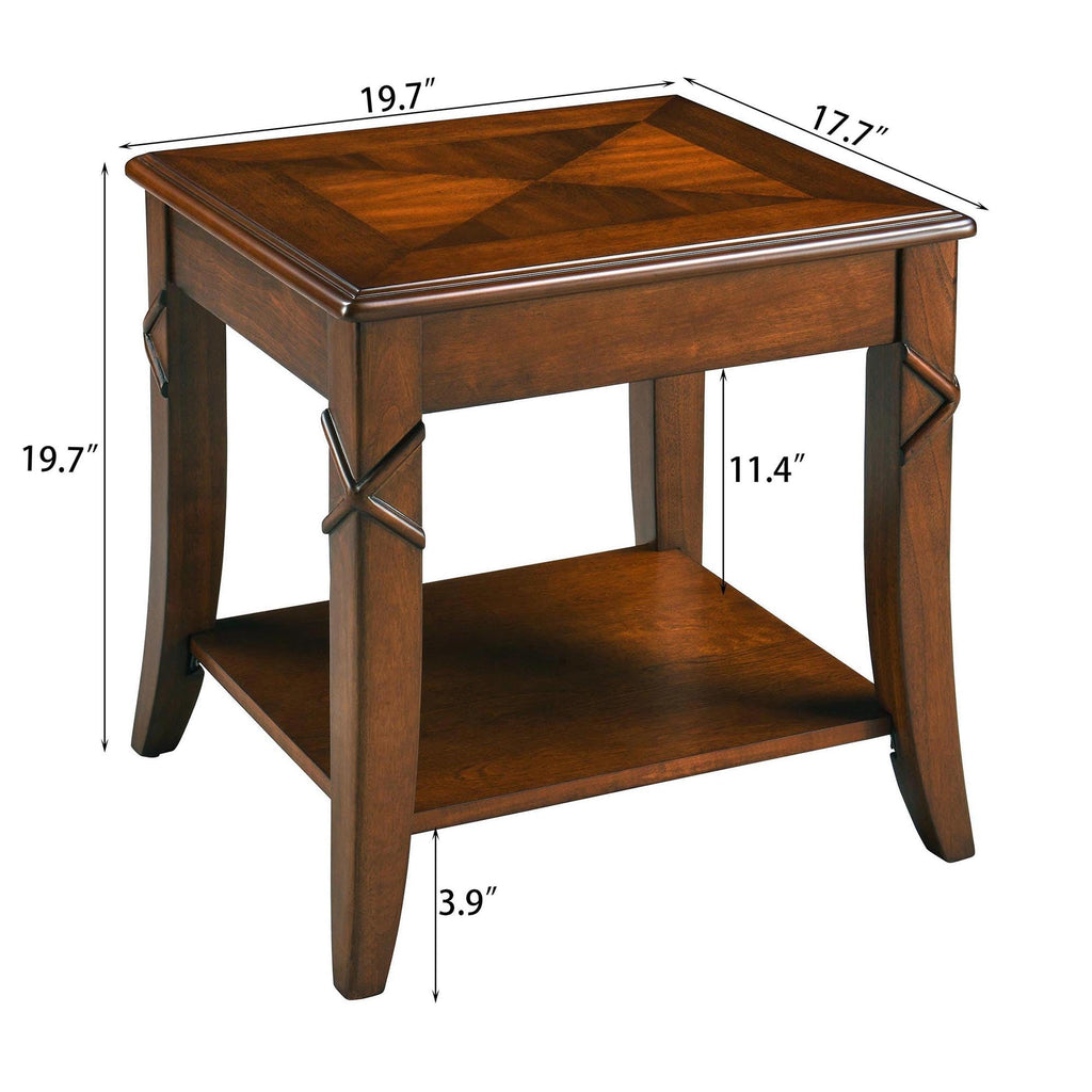 Solid Wood End Table with Storage Shelf B6524