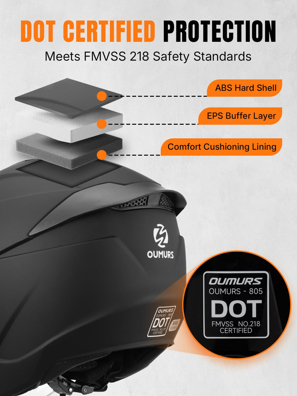 3/4 Motorcycle Helmet DOT Approved Open Face U192107