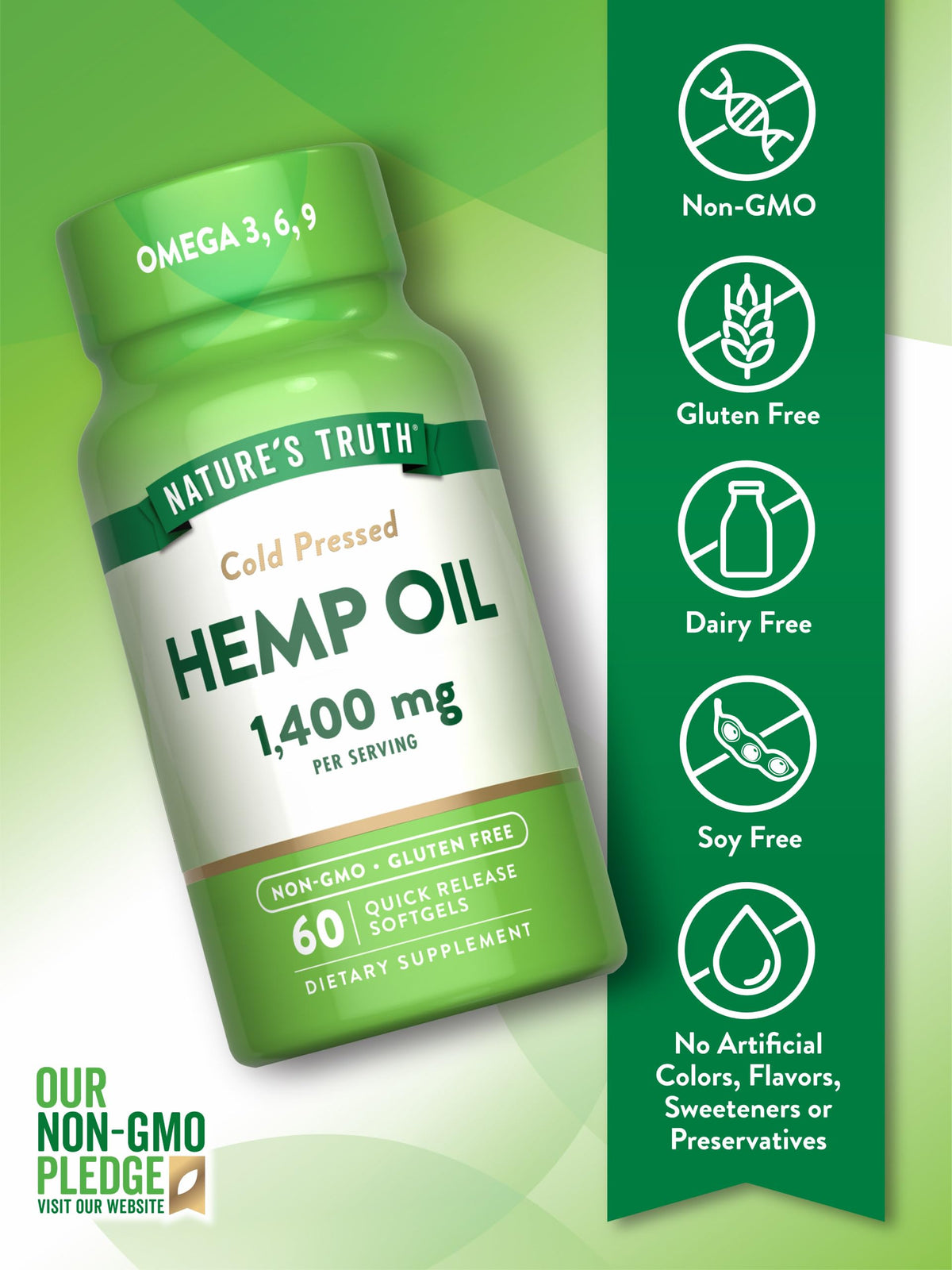 Hemp Oil Softgels 1400mg 60 Count H698953