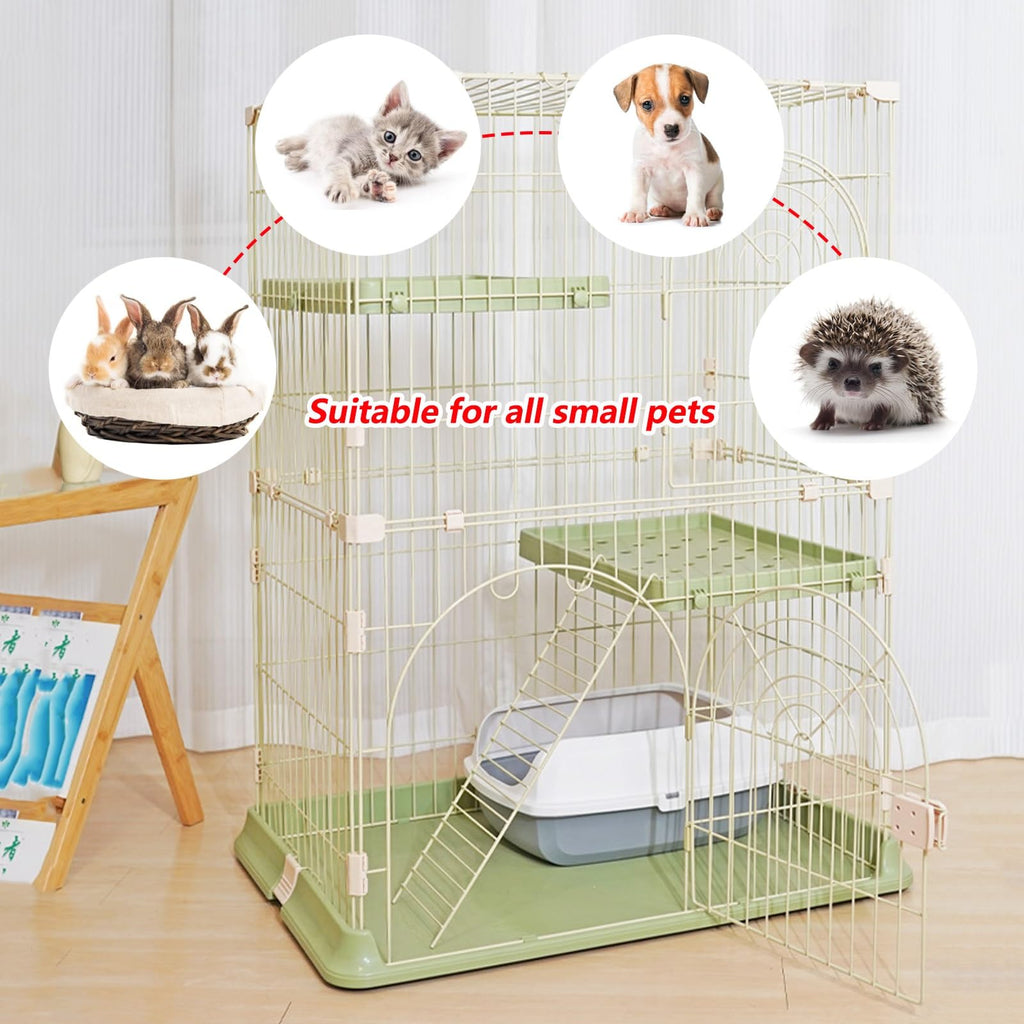 3/4-Tier Wire Cat Cage Playpen with Hammock and Platforms X4078