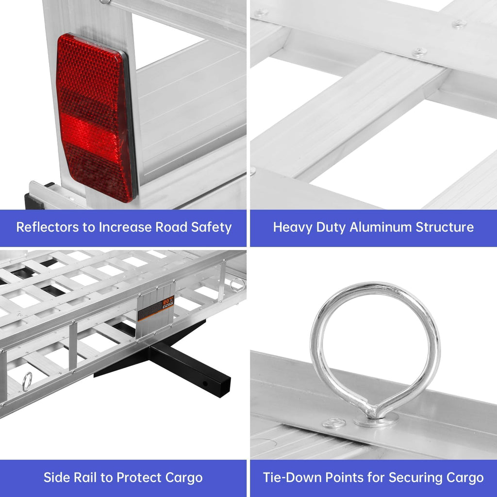 50" x 30" Aluminum Trailer Hitch Cargo Carrier with 41.5" Ramp X386407
