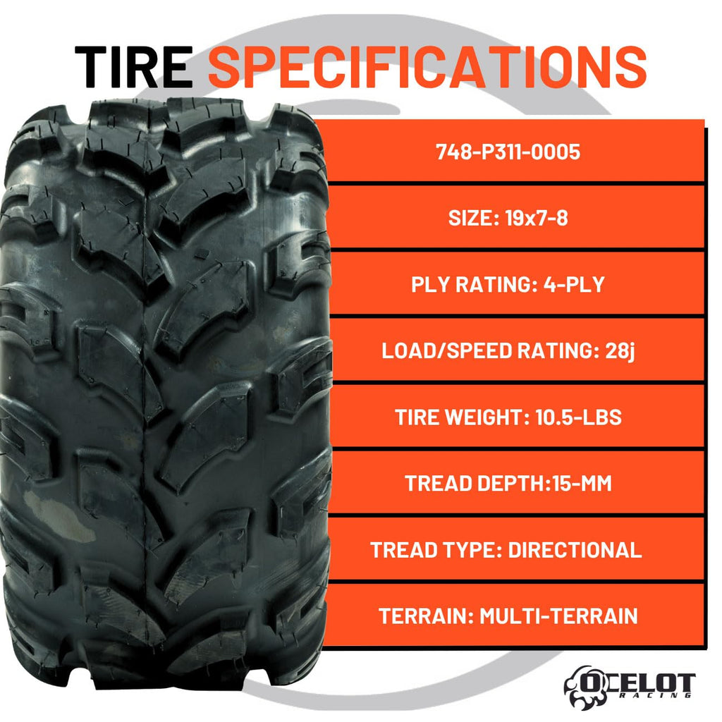 19x7-8 4-Ply Tubeless ATV/UTV Tires N9863