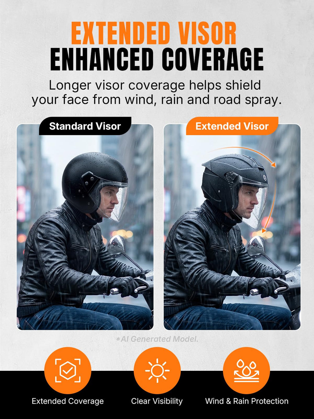 3/4 Motorcycle Helmet DOT Approved Open Face U192107