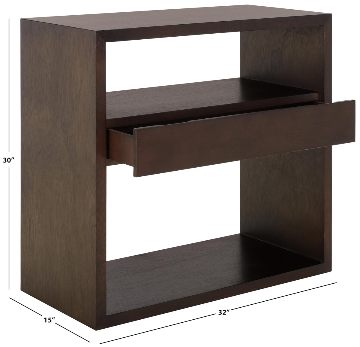 Dark Oak 2-Shelf 1-Drawer Console Table O80921