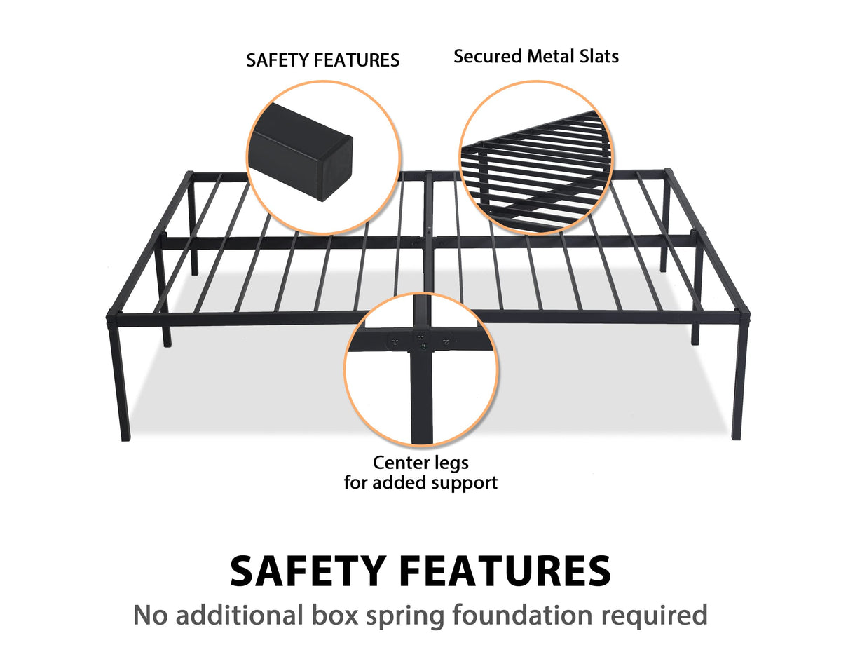 14 Inch Full Size Metal Bed Frame with Storage D604219