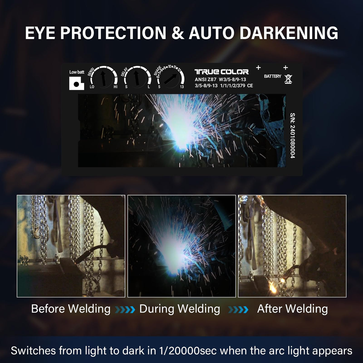 Adjustable Auto Darkening Welding Lens 2x4 1/4 X95128