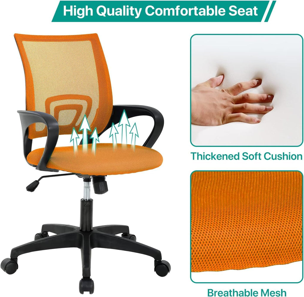 Ergonomic Orange Mesh Office Chair with Lumbar Support E914