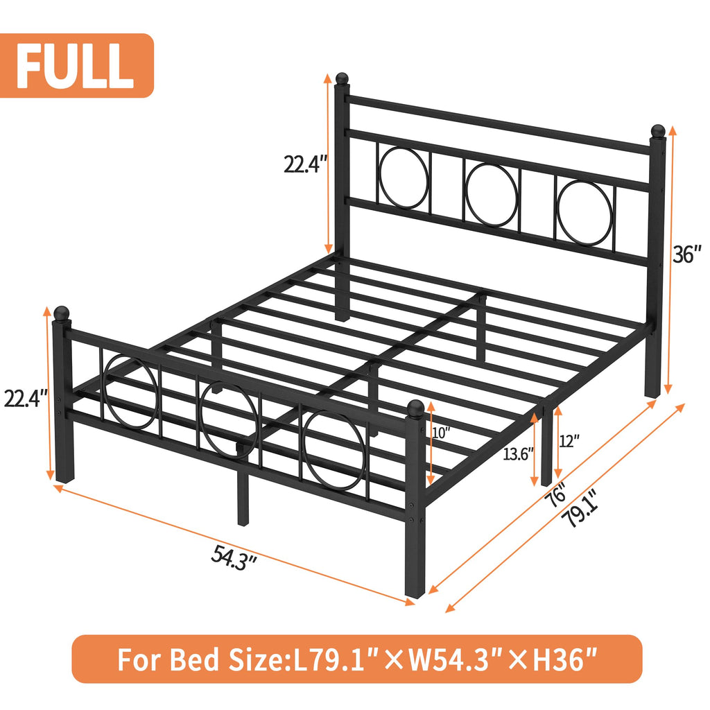 Black Full Bed Frame with Headboard H899