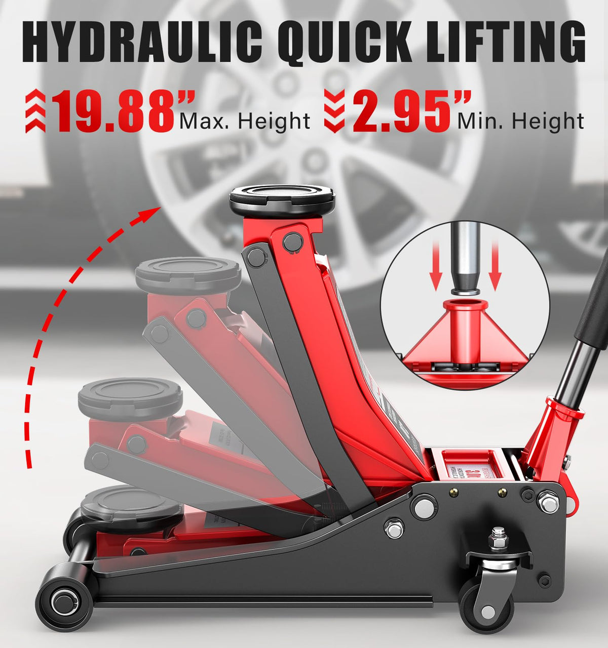 Low Profile Hydraulic Floor Jack 6600lbs Dual Piston S472