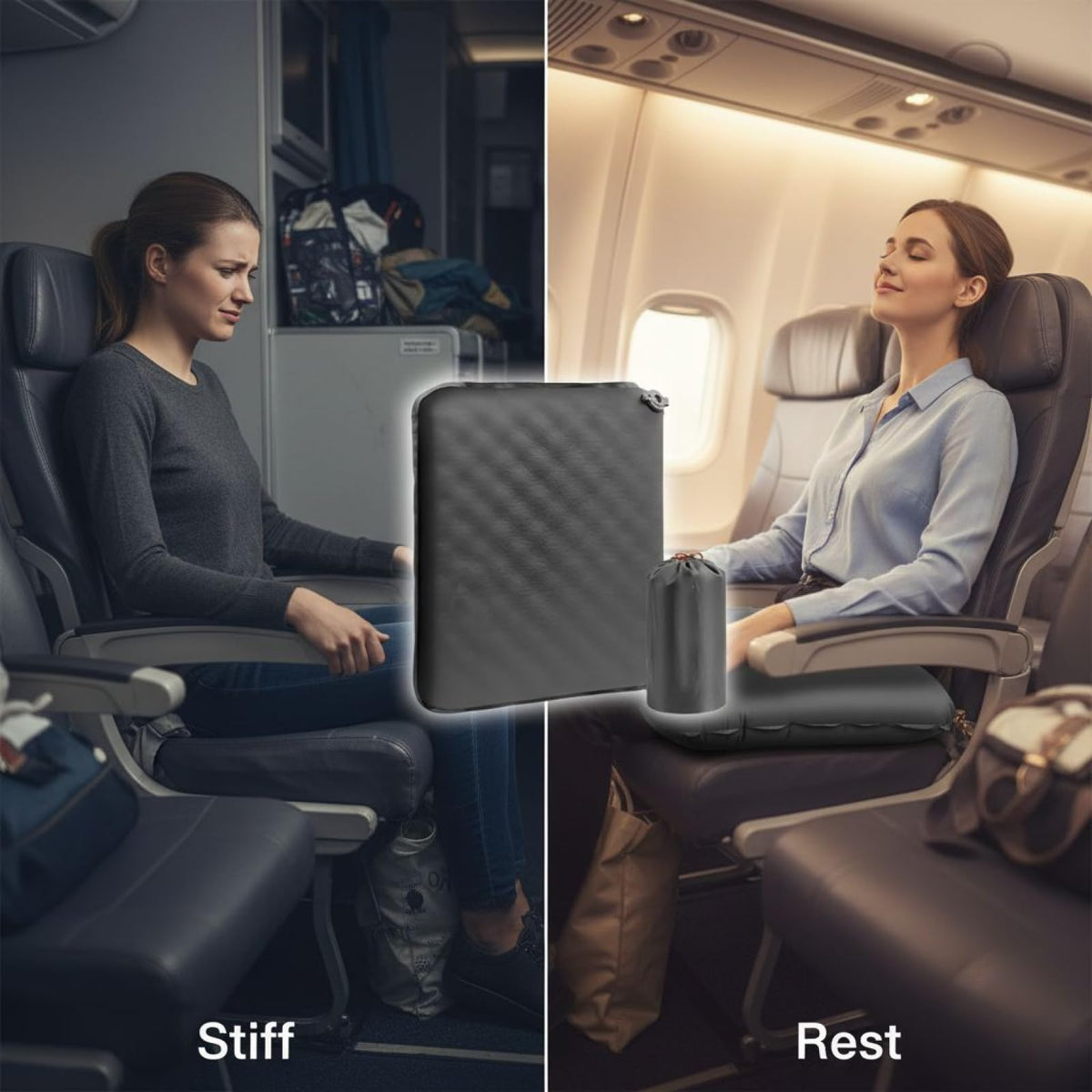 2 Pcs Inflatable Seat Cushion, 16.9 X 13 in, Lightweight Nylon TPU N110936