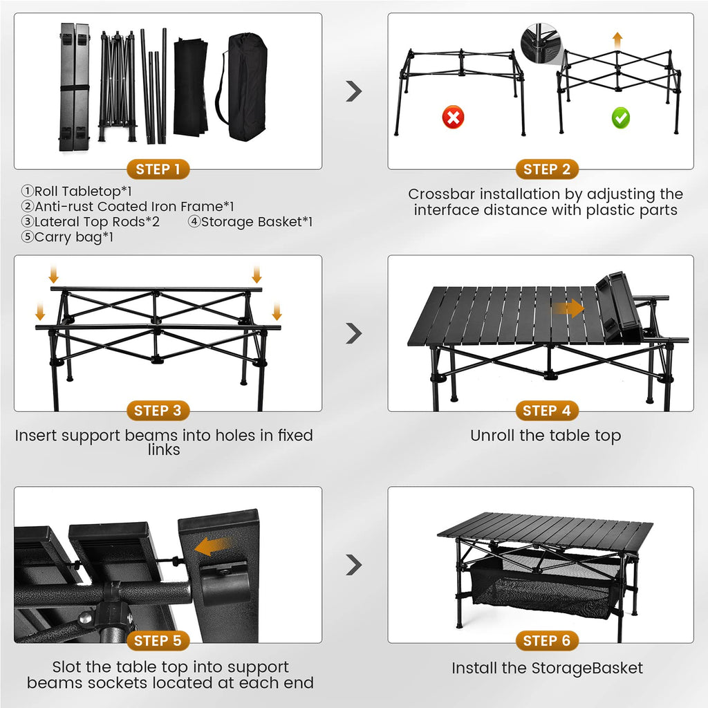 Lightweight Aluminum Folding Camping Table with Carrying Bag W368