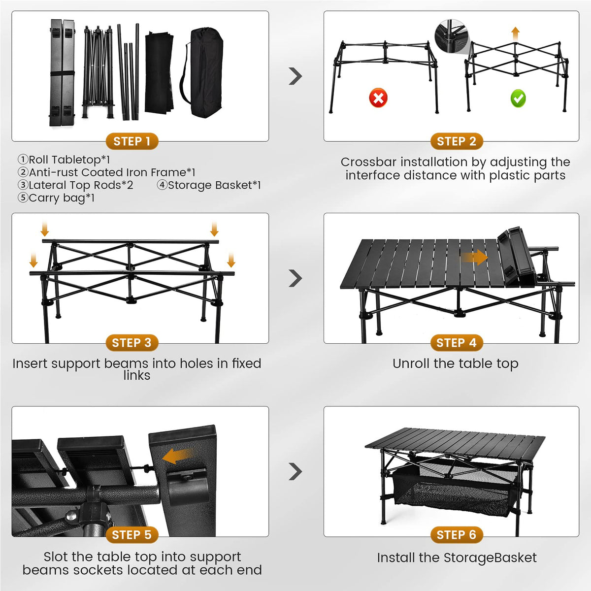 Lightweight Aluminum Folding Camping Table with Carrying Bag W368