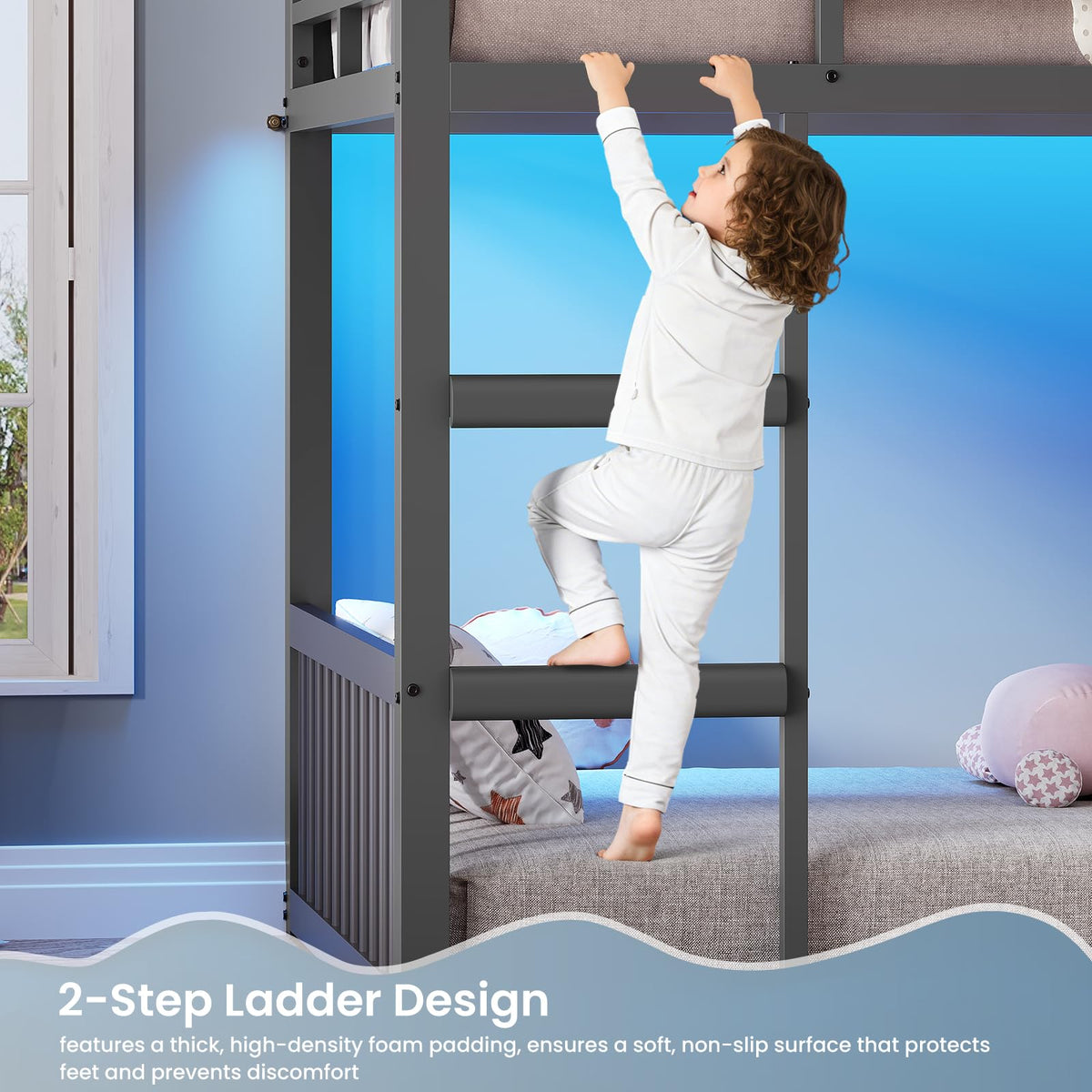 Twin Over Twin Bunk Bed with 3 Storage Drawers and Stairs D4813