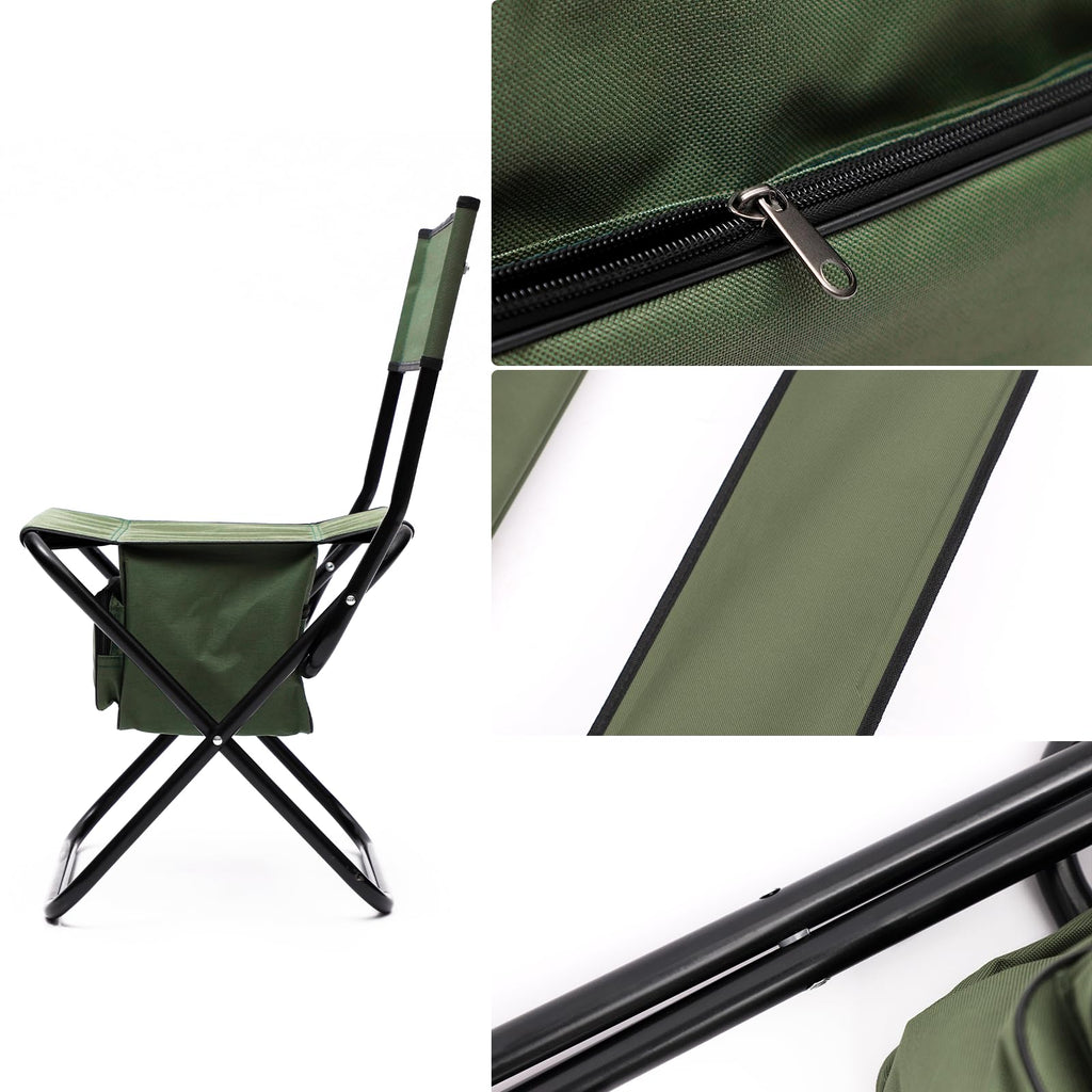 Folding Camping Chair with Storage Bag, 2 Pack, Green U2003