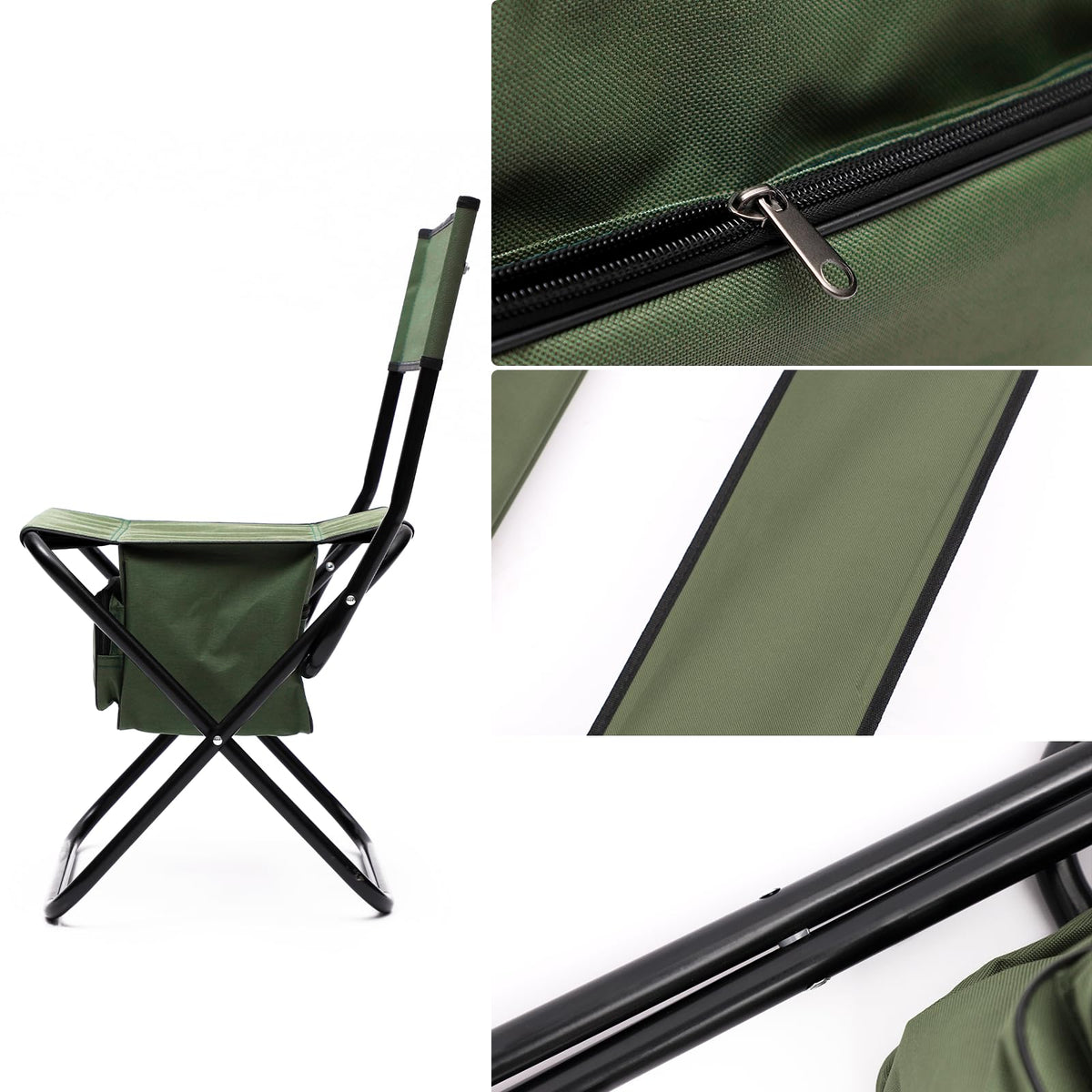 Folding Camping Chair with Storage Bag, 2 Pack, Green U2003
