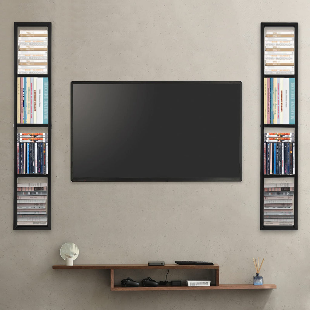 34 Inch Black Metal Media Storage Rack K557416