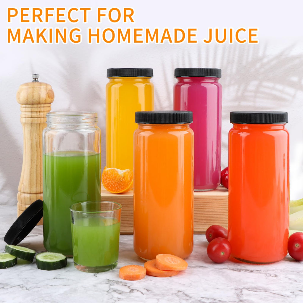 16oz Glass Juice Bottles, 12 Pack Z1516