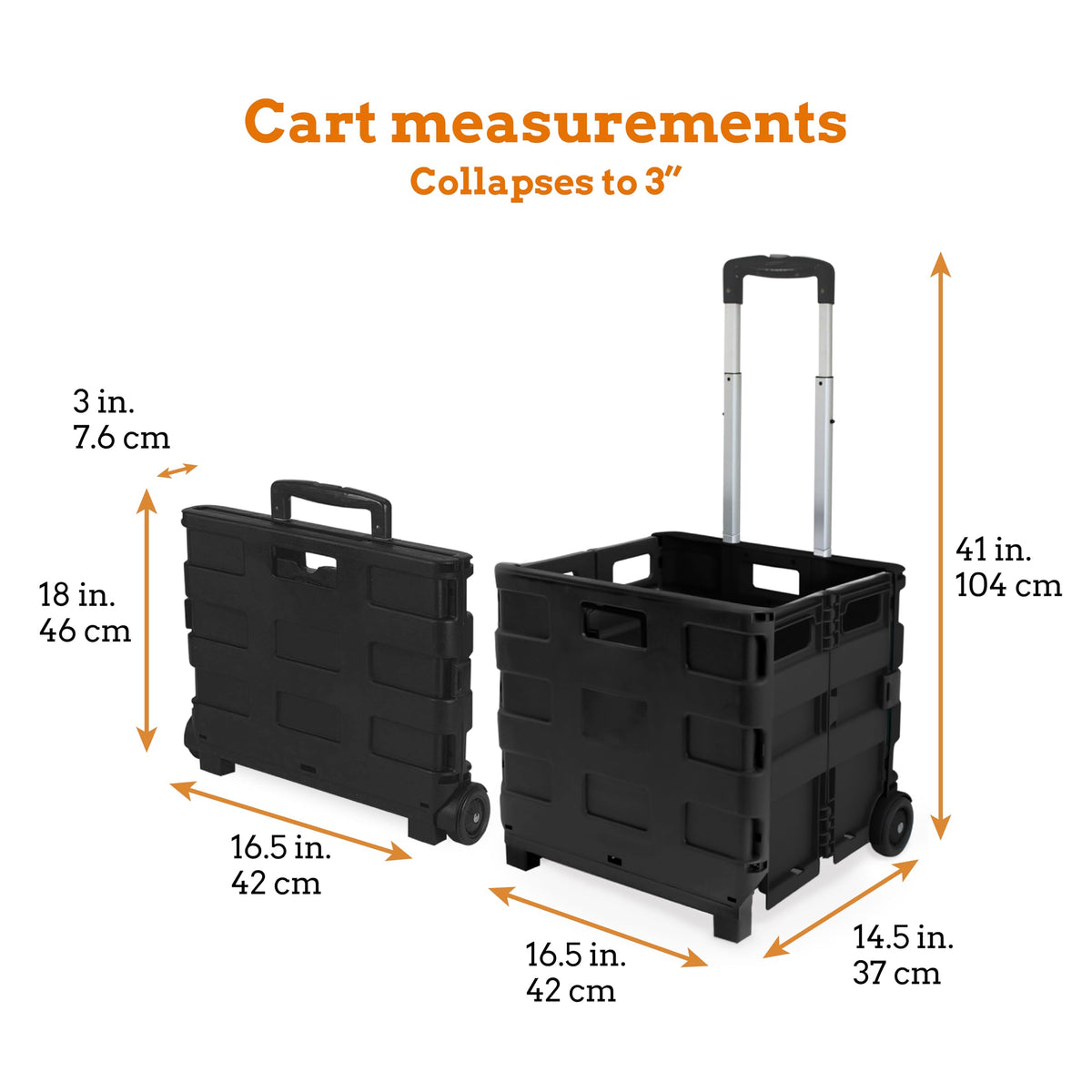 Collapsible 2 Wheel Utility Cart with Telescopic Handle, Black H106690
