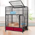 Heavy Duty Metal Cat Cage Dog Crate with Four Wheels A427838