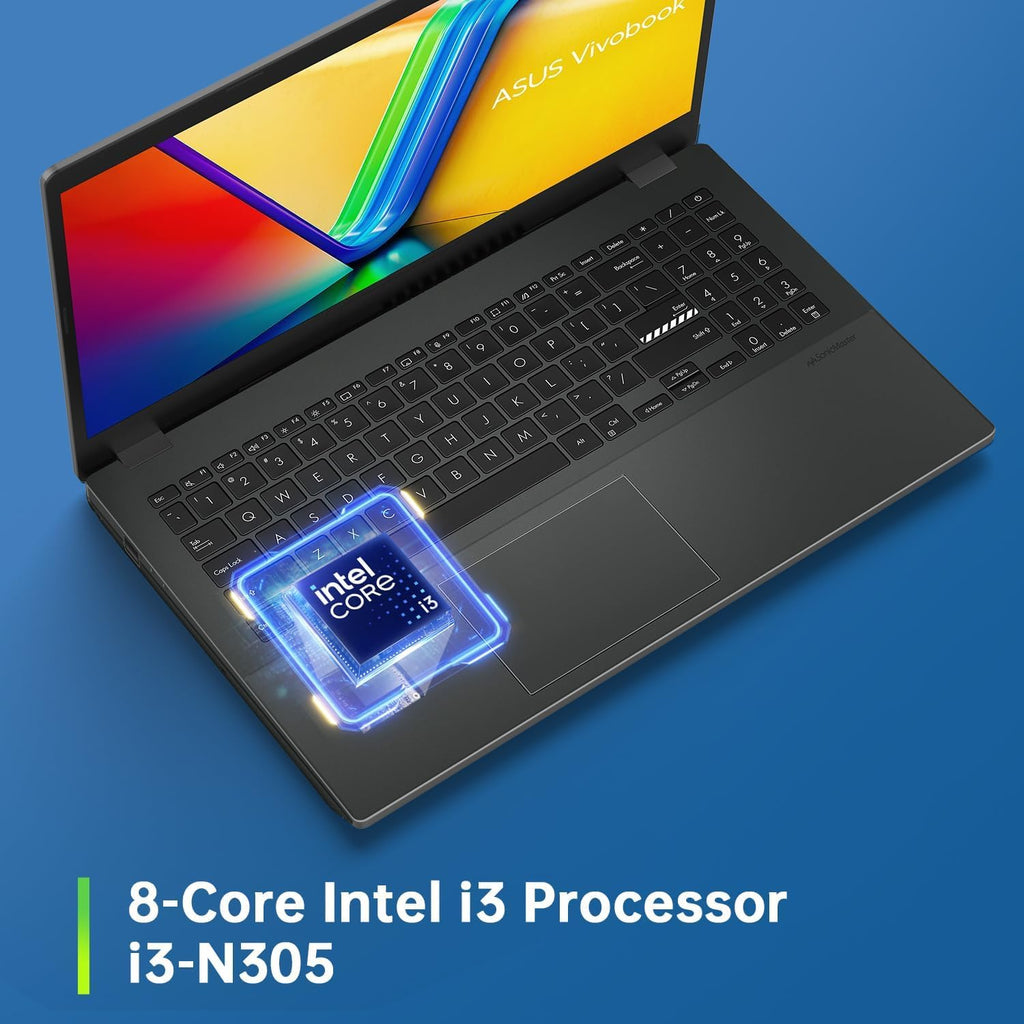 15.6" FHD Laptop Intel i3 8GB RAM 128GB Storage Windows 11 Black H580232