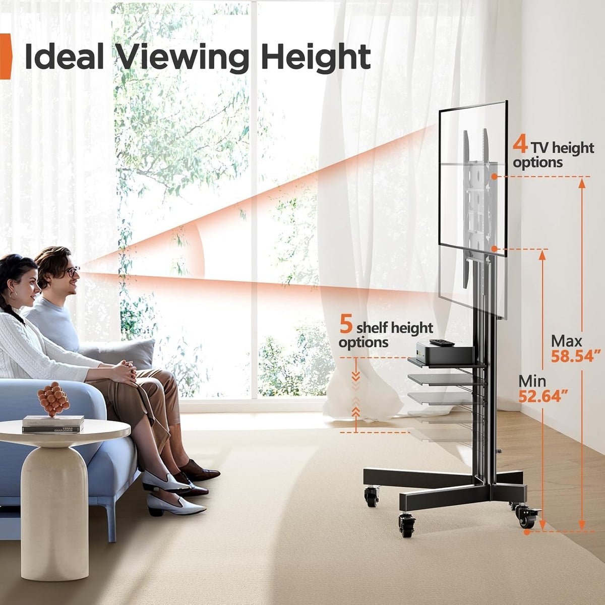 Rolling TV Stand for 32-85 Inch Screens W494