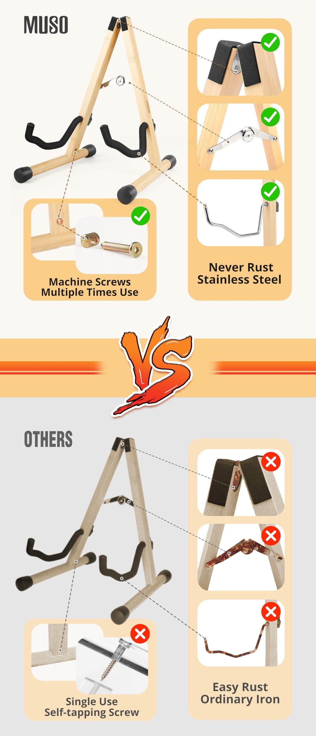 Foldable Wood Guitar Stand E8879