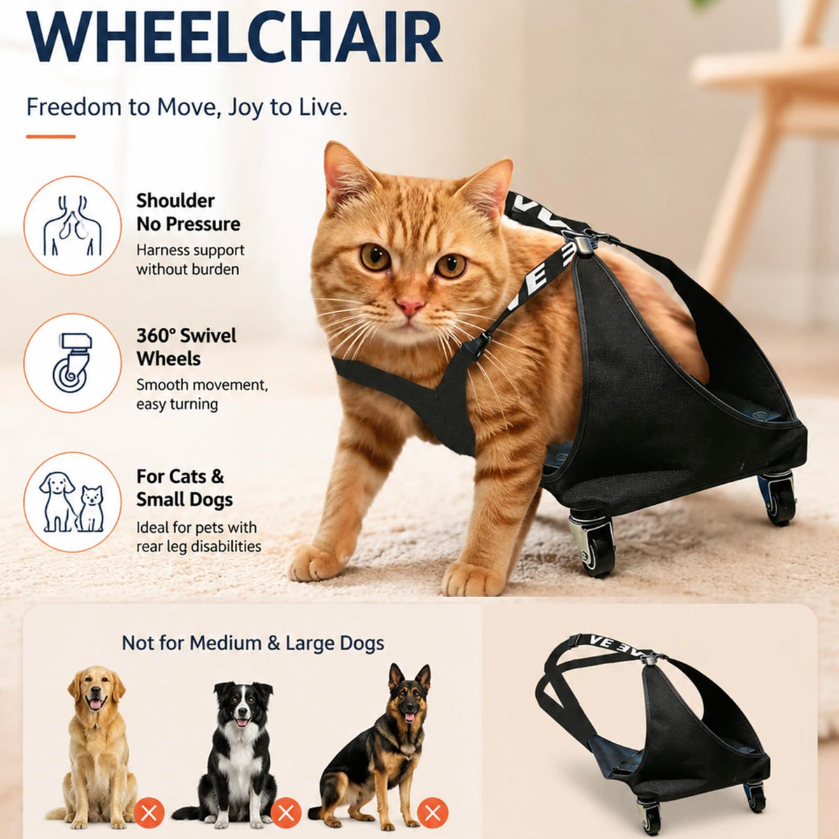 Small Dog or Cat Wheelchair for Back Legs X11354