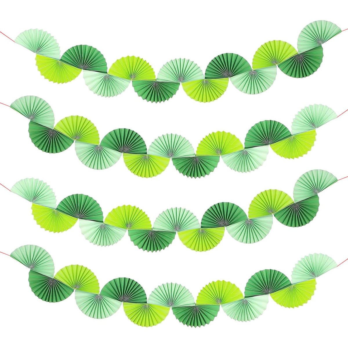 4 Pack Green Paper Fan Garland Hanging Decorations L532