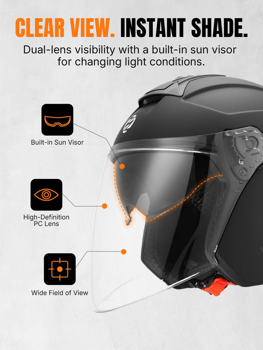 3/4 Motorcycle Helmet DOT Approved Open Face U192107