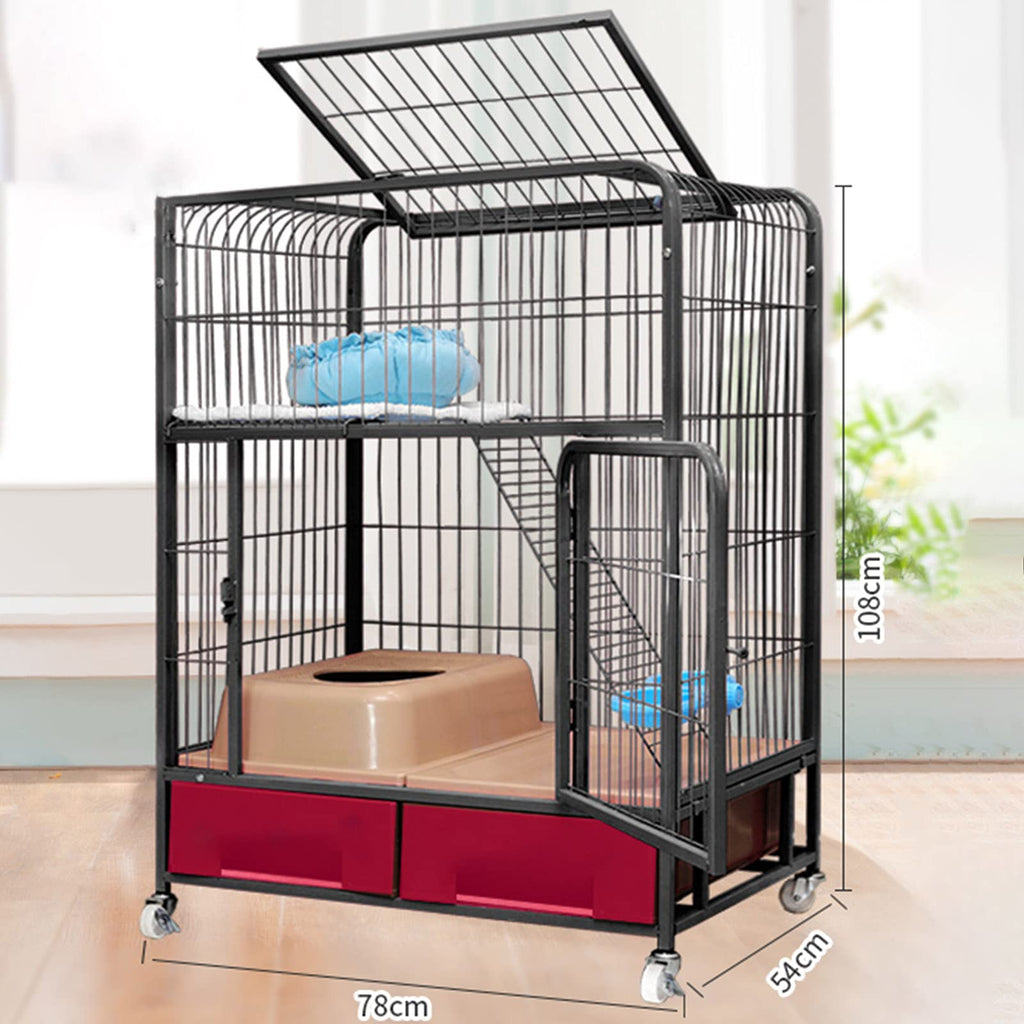 Heavy Duty Metal Cat Cage Dog Crate with Four Wheels A427838
