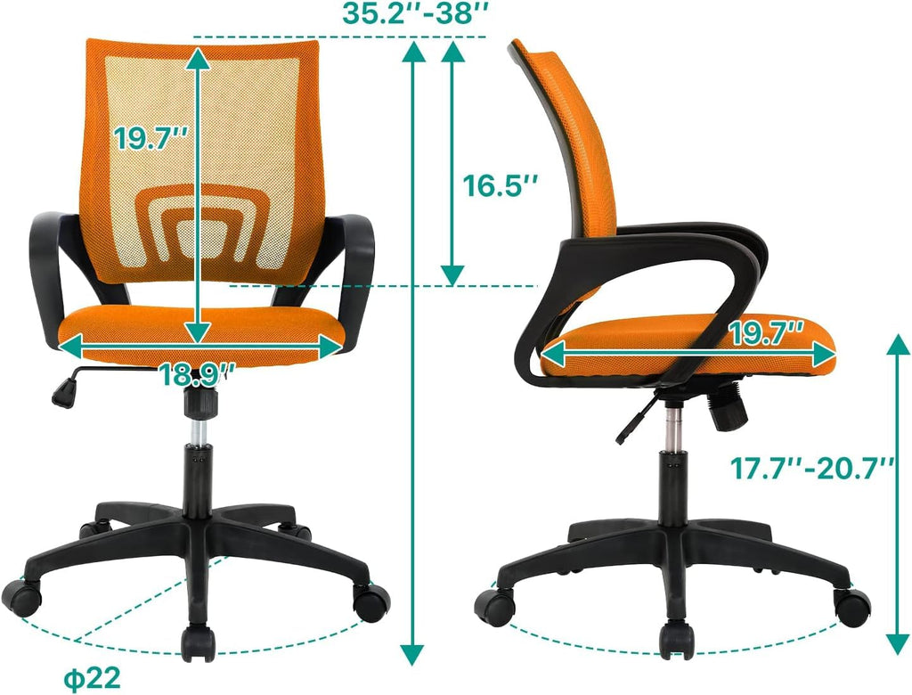 Ergonomic Orange Mesh Office Chair with Lumbar Support E914