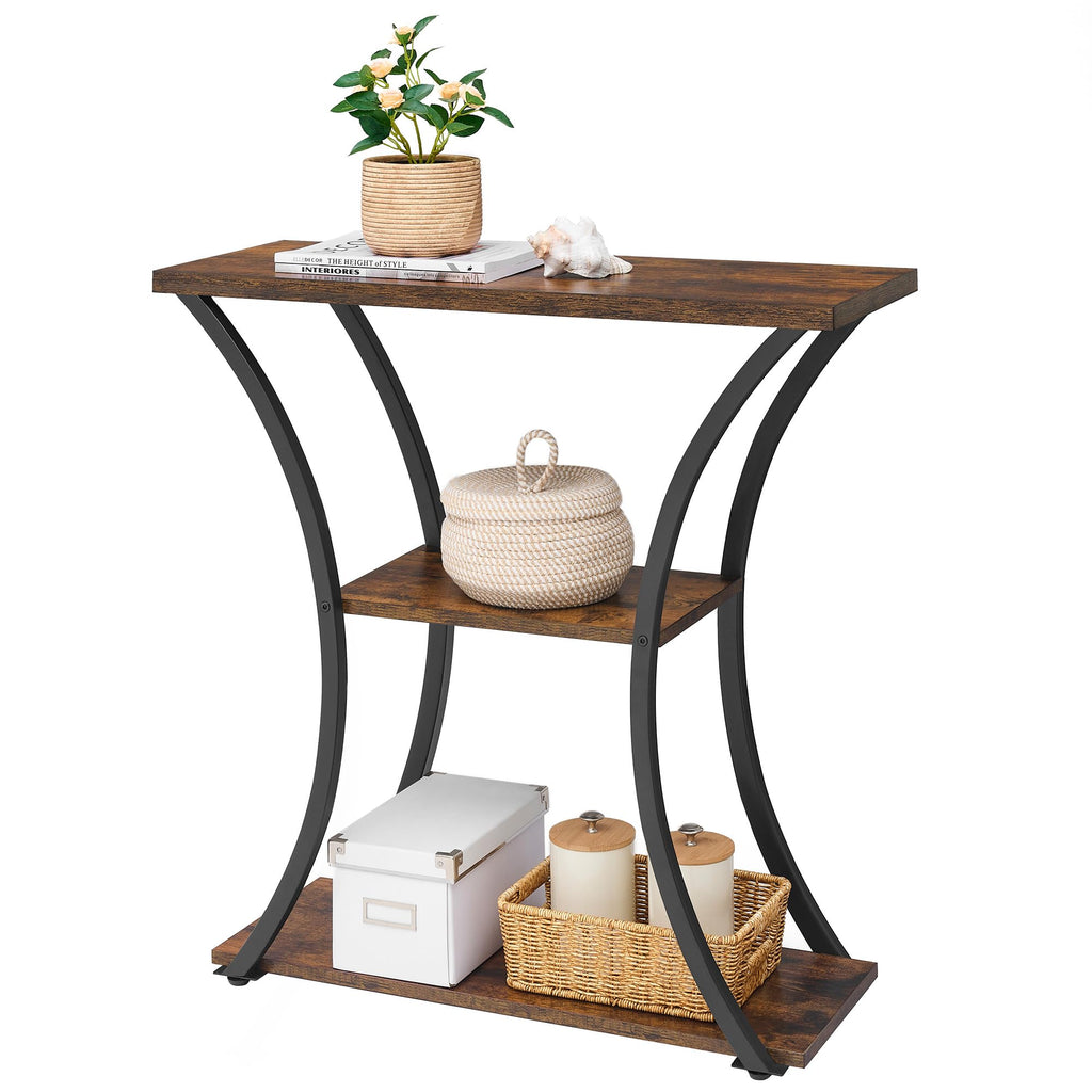 3 Tier Console Table with Open Wood Shelves X49444