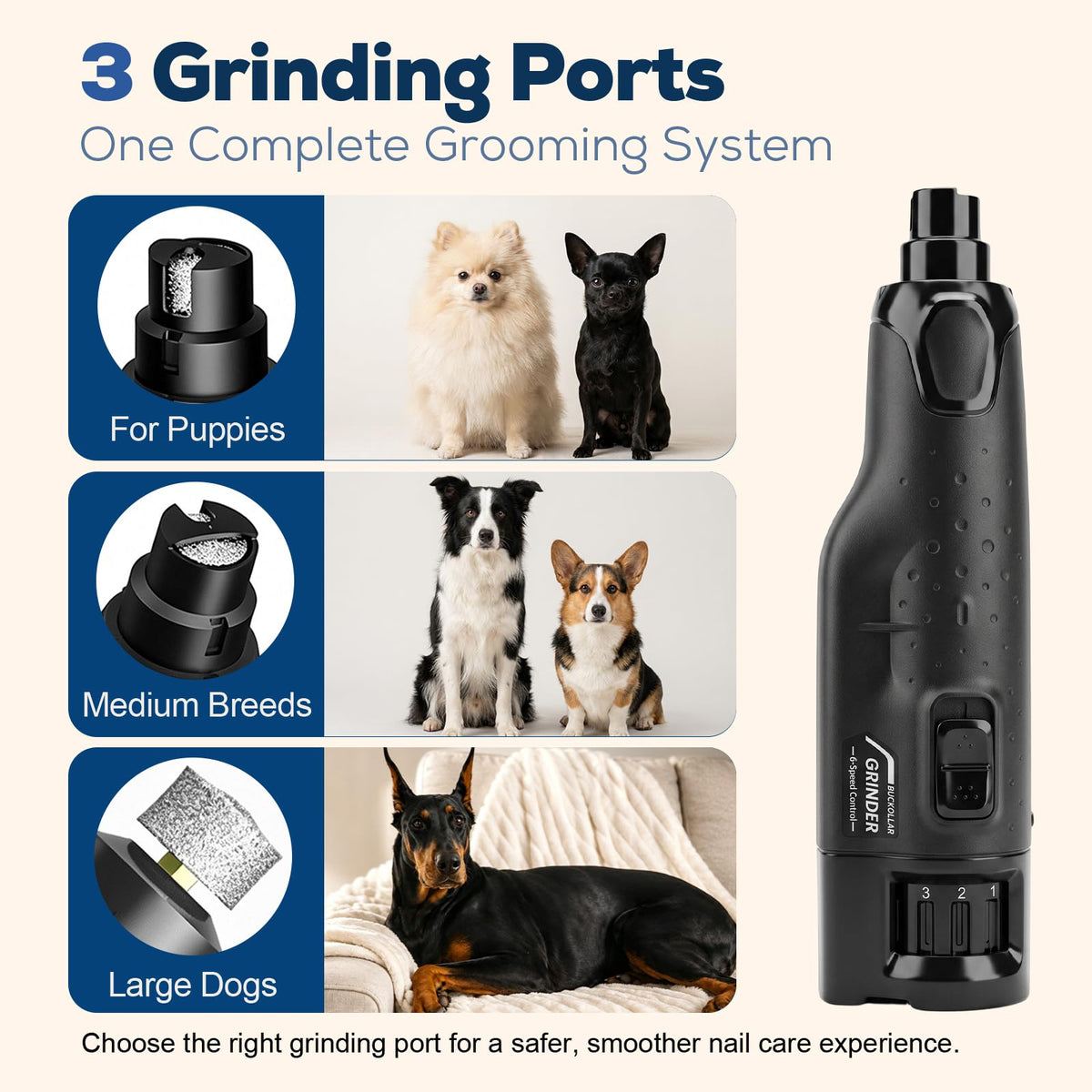 Dog Nail Grinder Quiet 6-Speed with LED Light X5340