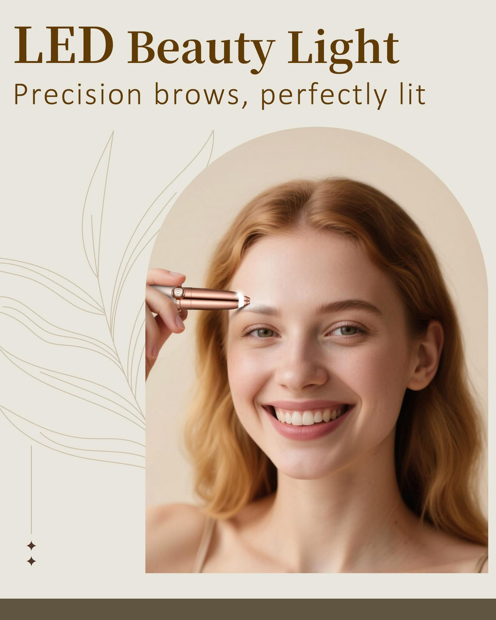 Rechargeable Eyebrow Trimmer with 2 Replacement Heads & LED Light N66686