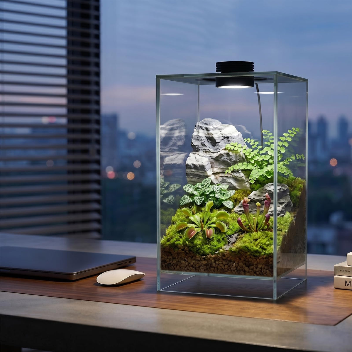Glass Plant Terrarium with Grow Light Y536034