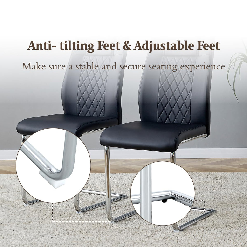 Black Faux Leather Dining Chairs Set 6 R402