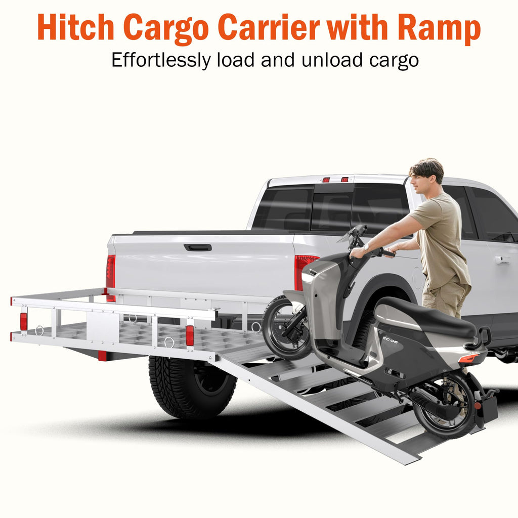 Aluminum Hitch Cargo Carrier with Ramp, 50" x 29.5" x 8.7", 500lbs Capacity K247250