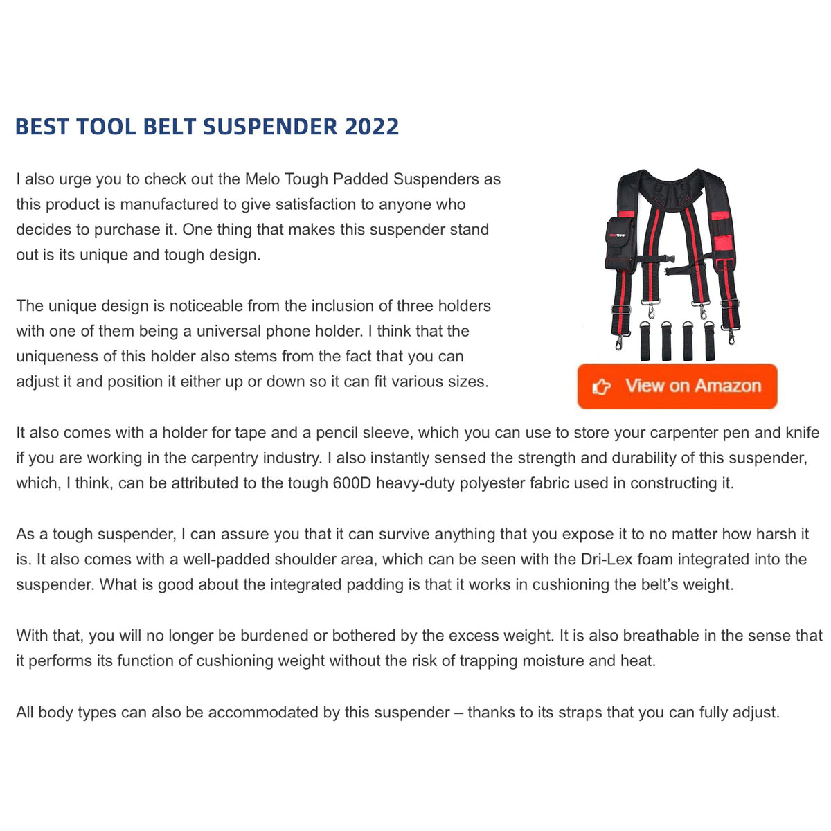 Tool Belt Suspenders with Foam Pads C99952