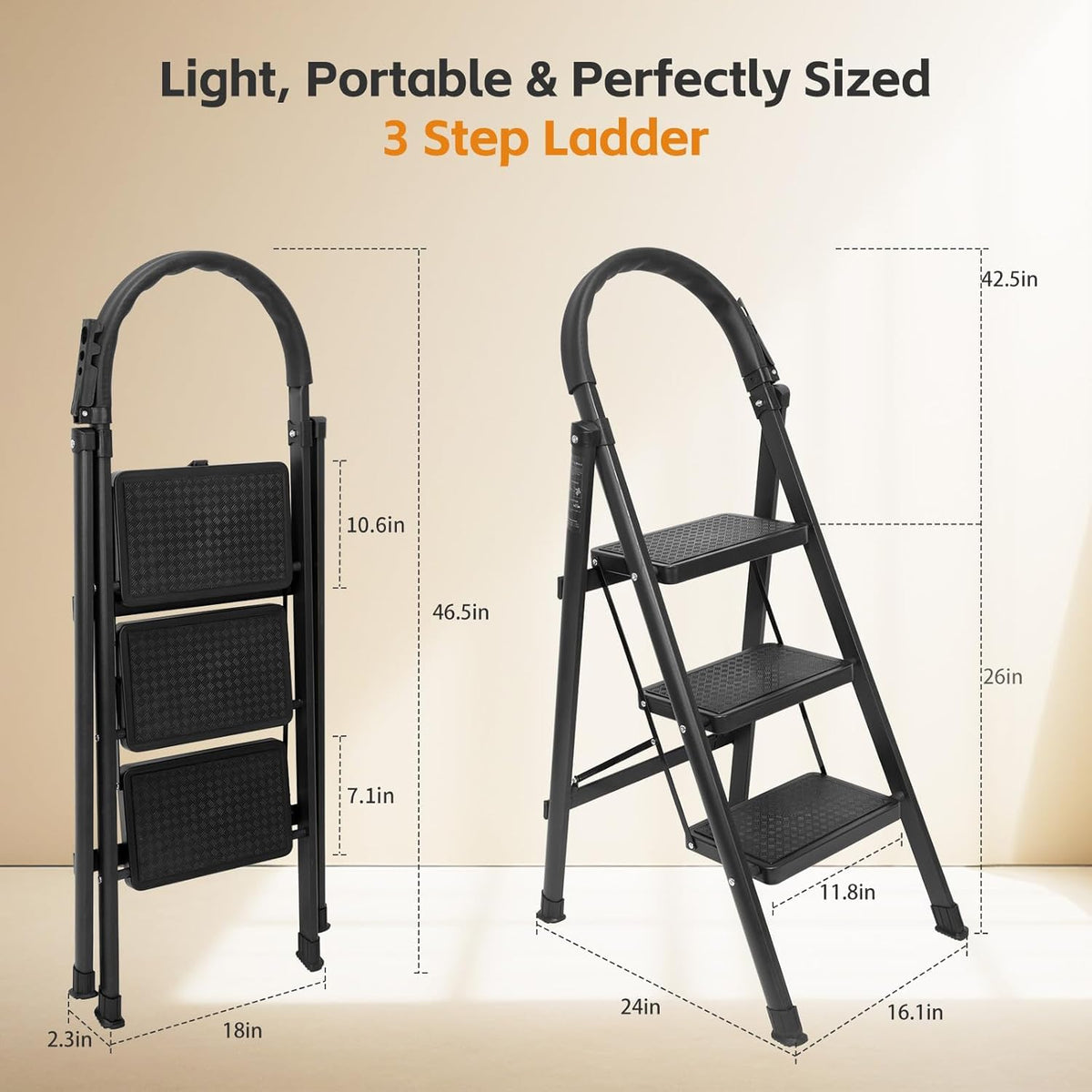 Lightweight Folding 3 Step Ladder F54118