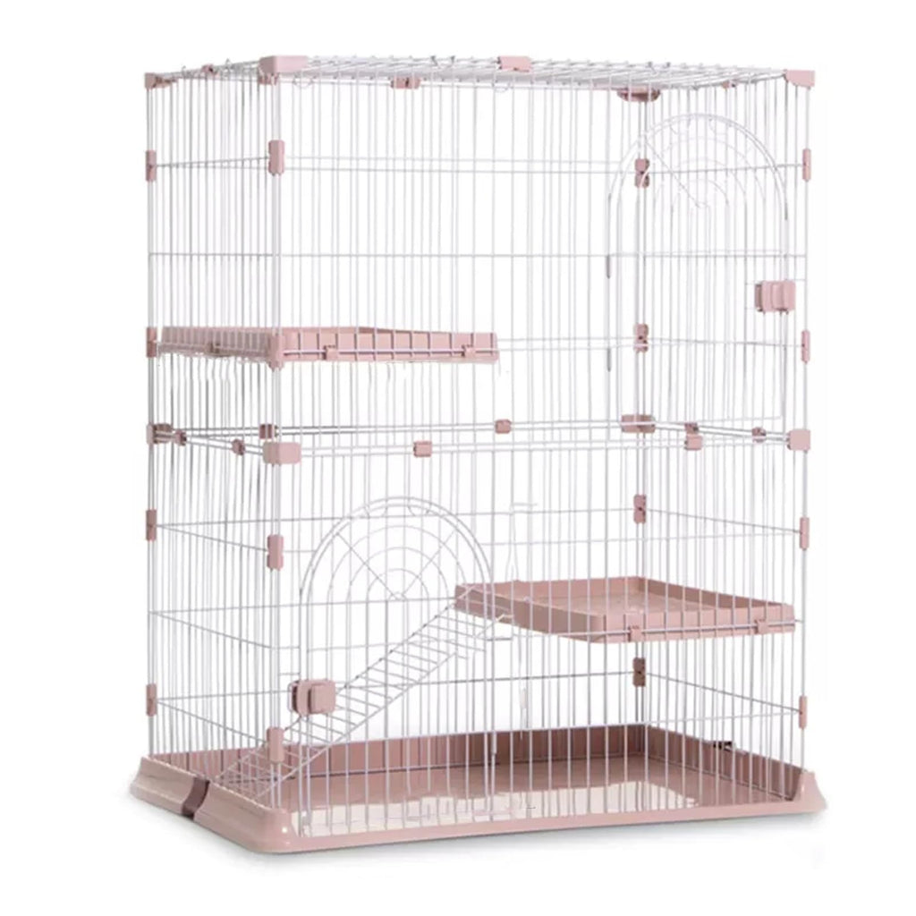 3/4-Tier Wire Cat Cage Playpen with Hammock and Platforms X4078