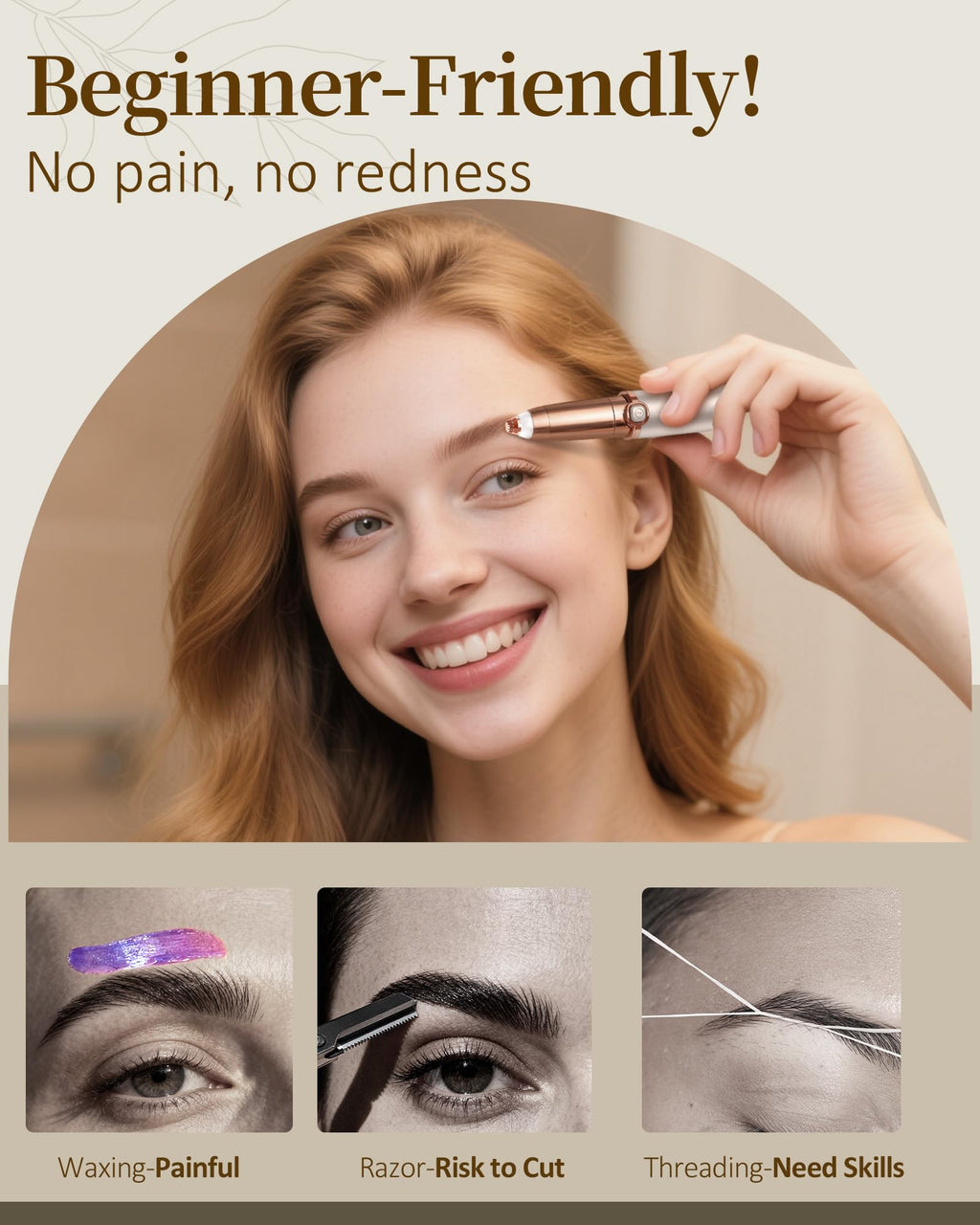 Rechargeable Eyebrow Trimmer with 2 Replacement Heads & LED Light N66686