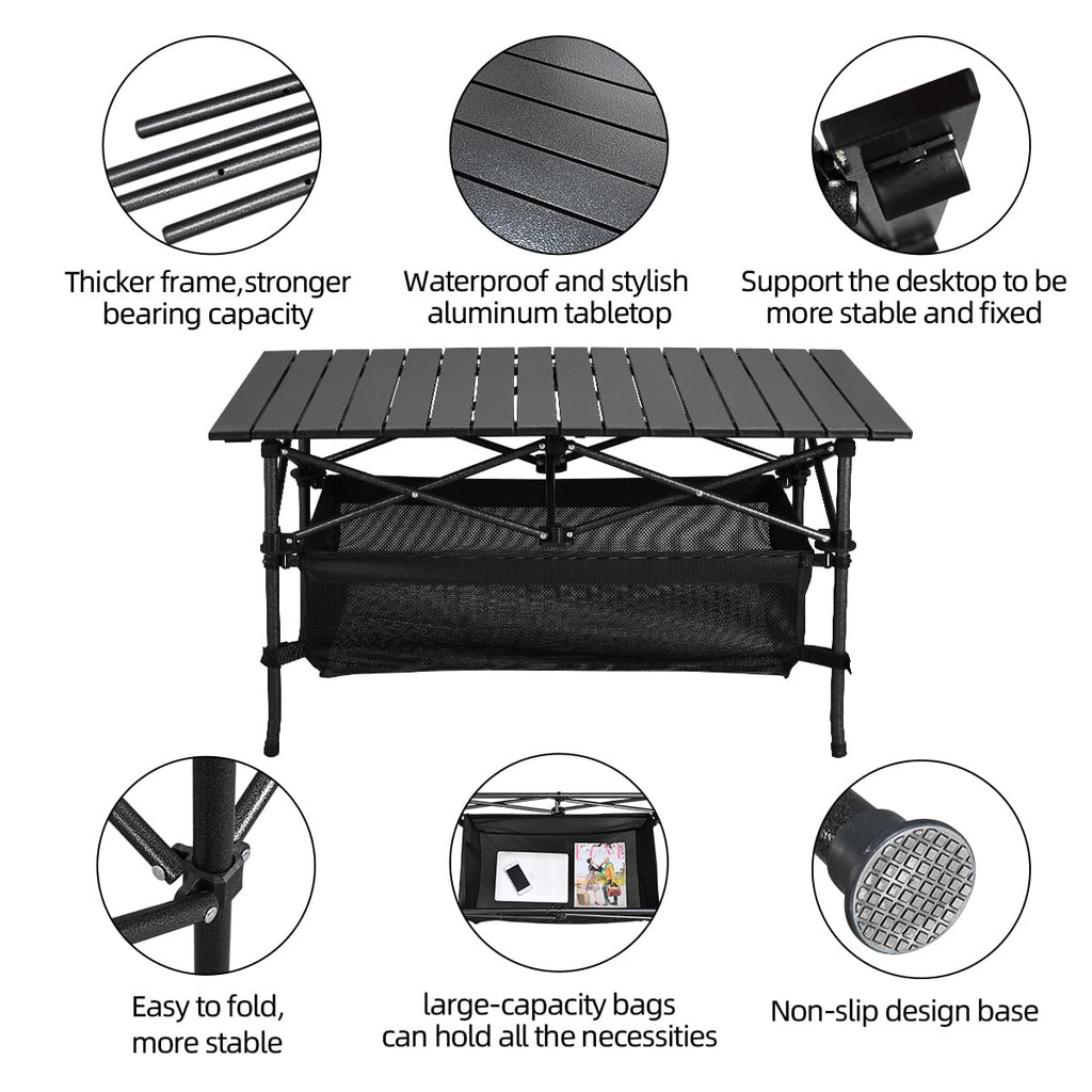 Lightweight Aluminum Folding Camping Table with Carrying Bag W368